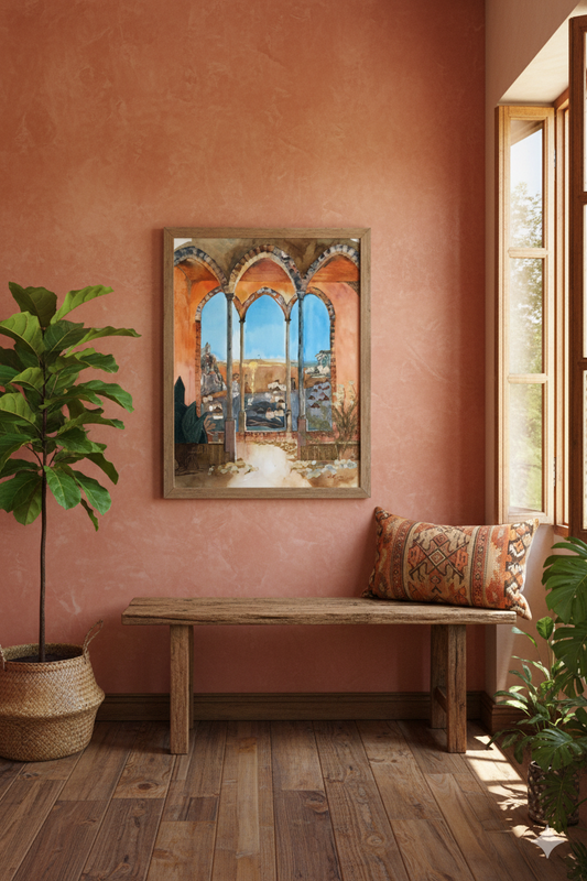 Original Watercolour Collage Golden Hour 80 X 60