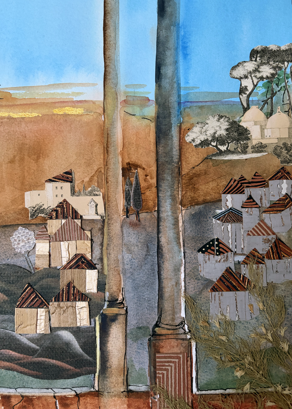 Original Watercolour Collage Golden Hour 80 X 60