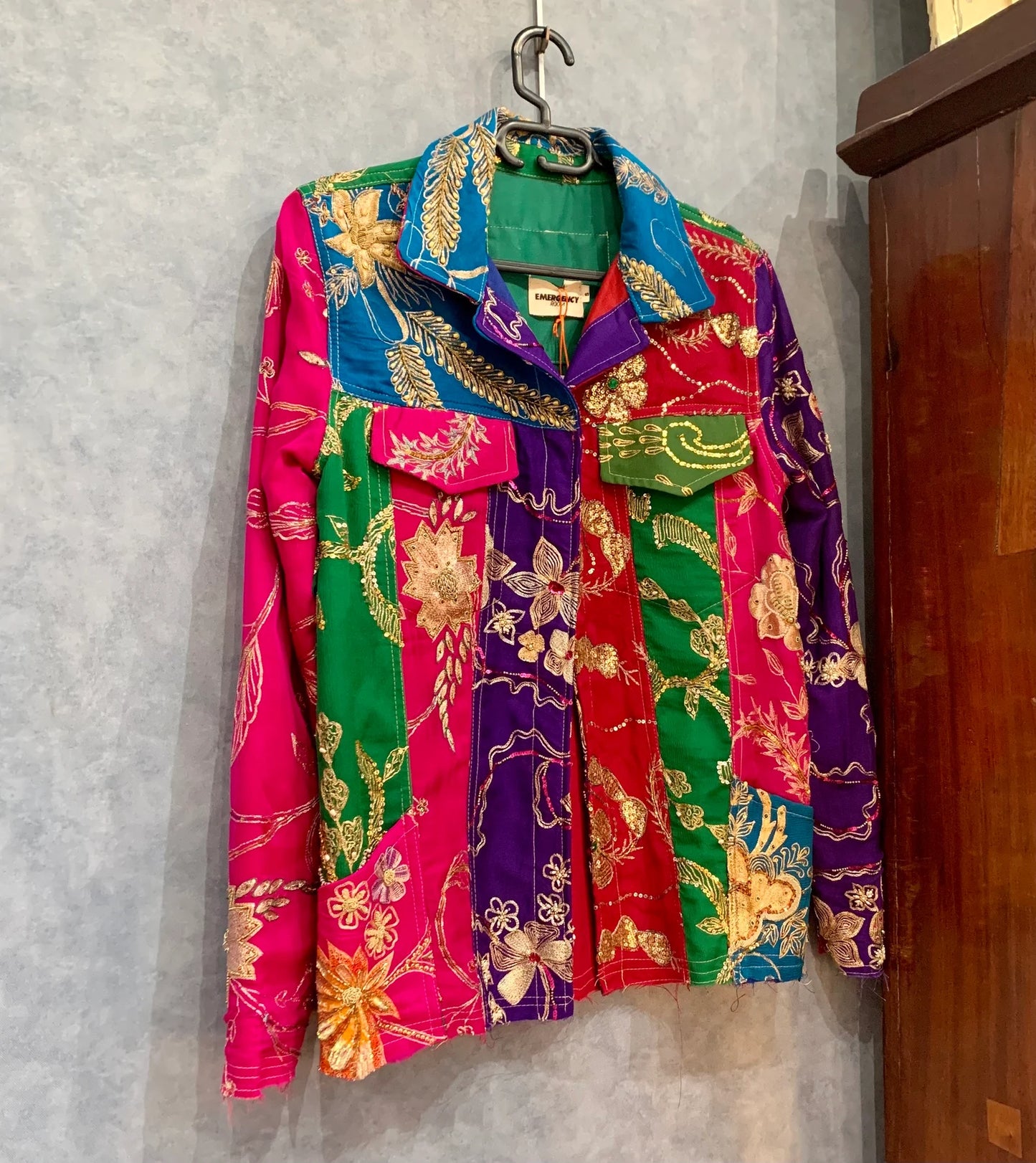 Unique Upcycled Multicolor Silk Jacket