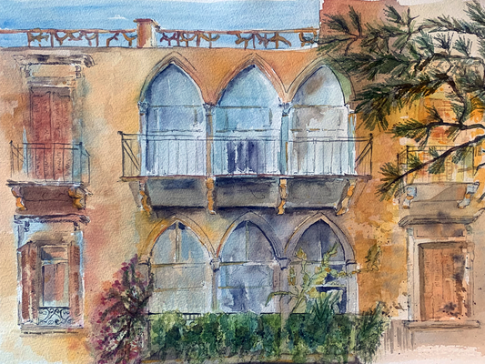 Original Watercolor Are We in Venice? 50X35