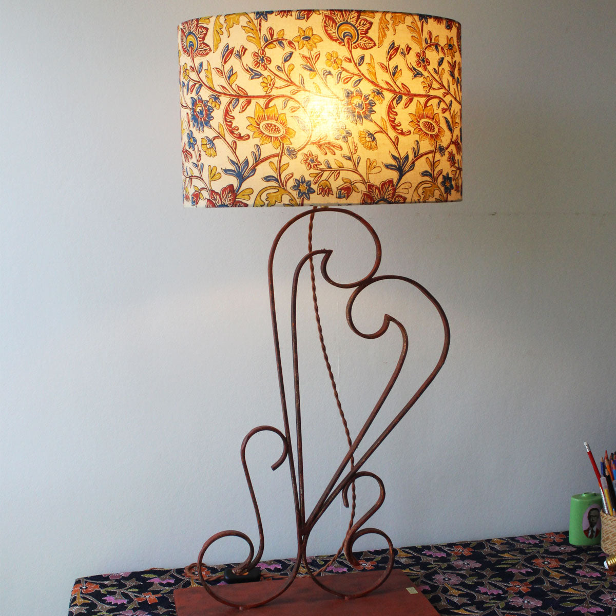 Vintage Beirut Gate Lamp: Swan-Inspired Design with Red Patina