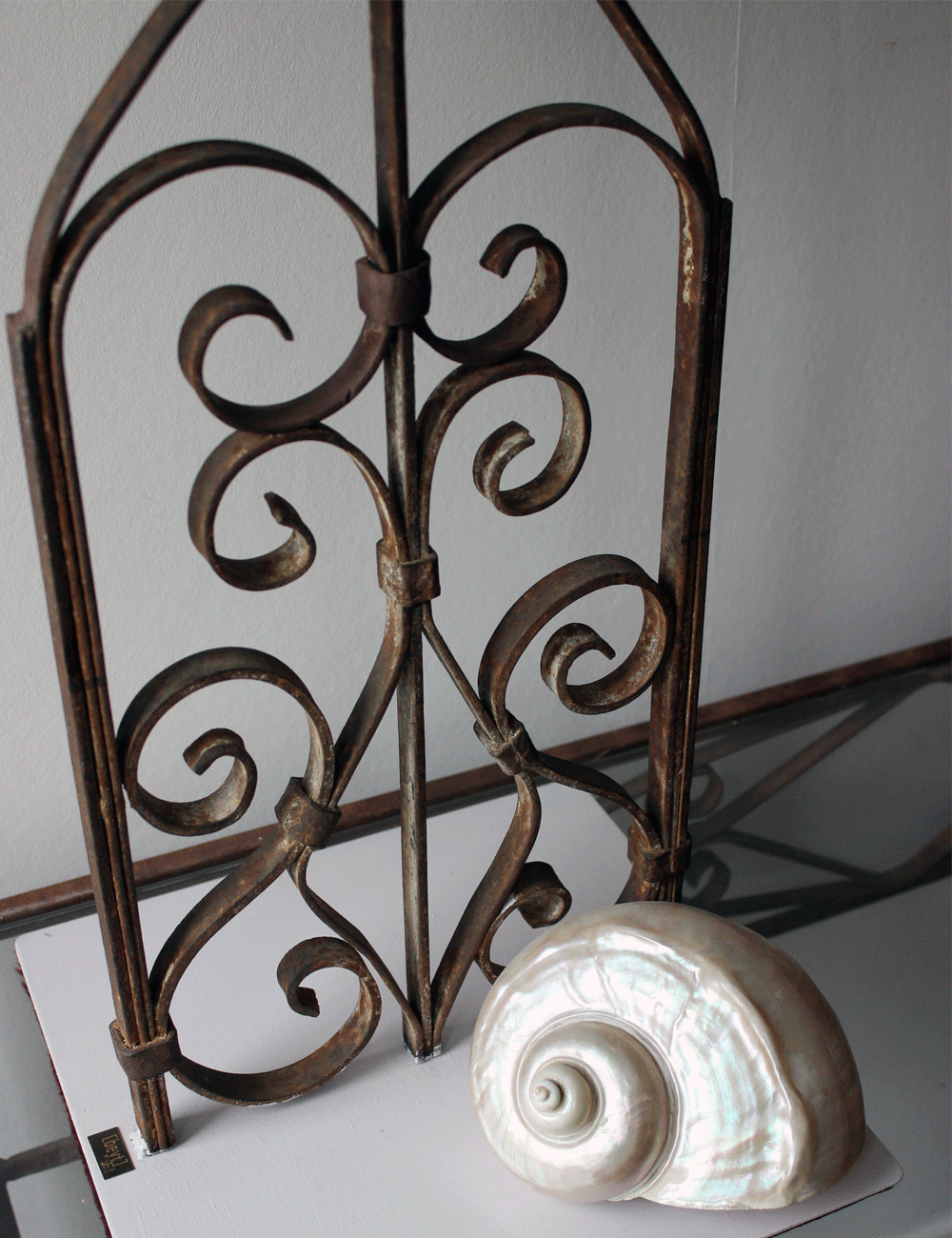 Handmade Iron Balustrade Lamp with Fleur-de-Lys Shade