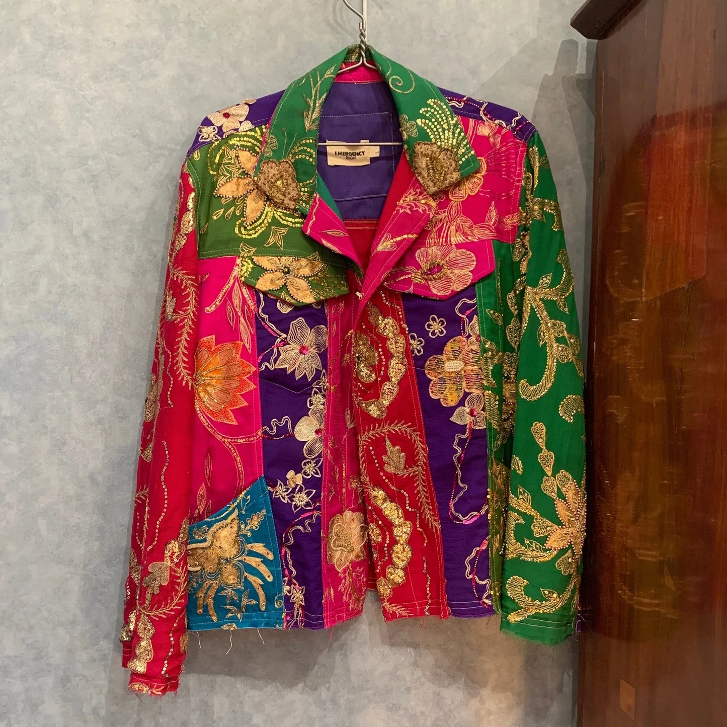 Unique Upcycled Multicolor Silk Jacket