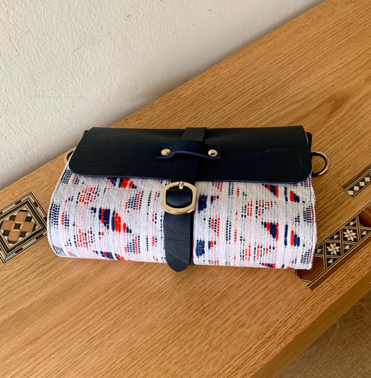 satchel crossbody blue leather bag