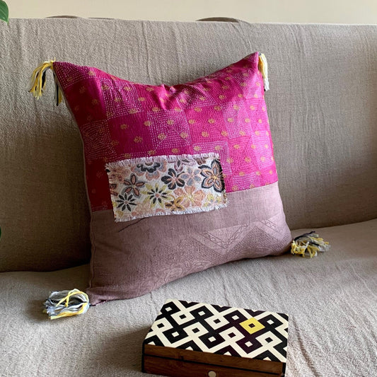 vintage fabrics square pillow cover