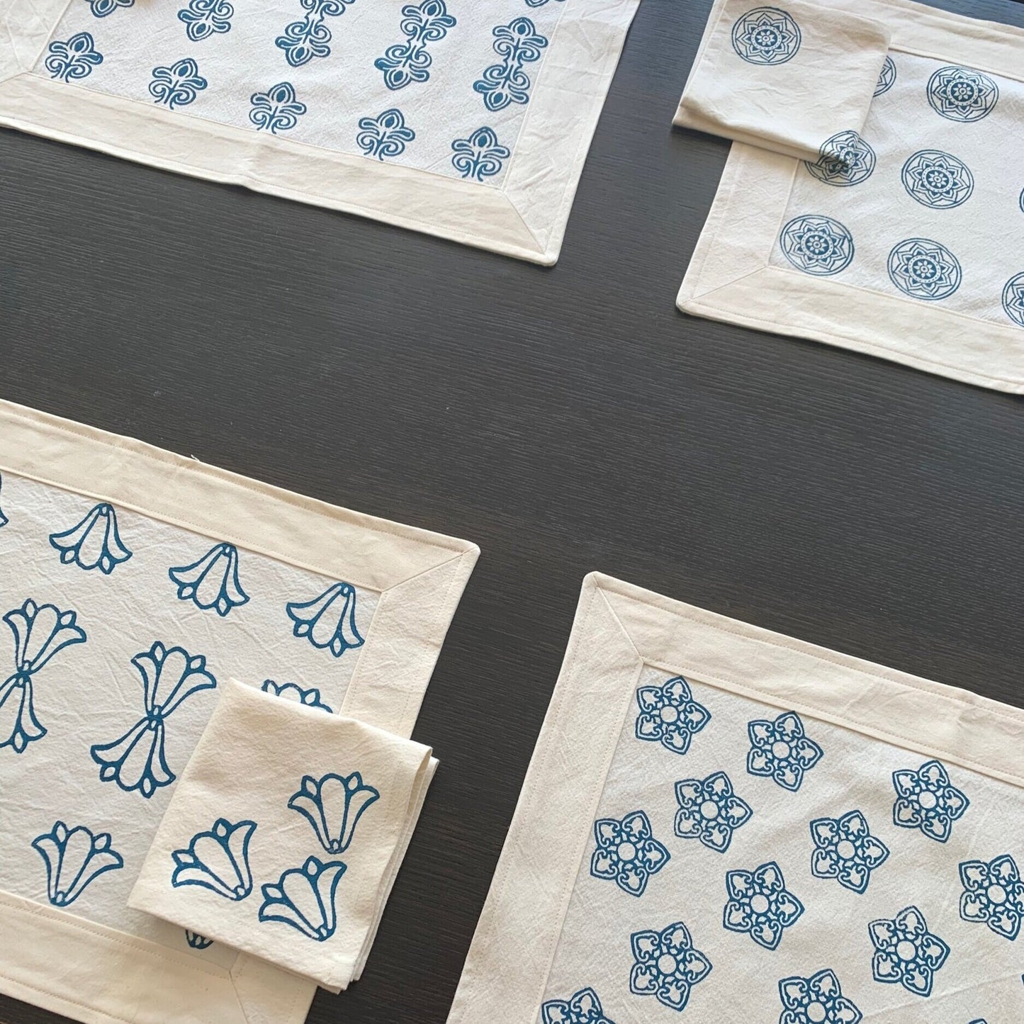 Set of 4 cotton block print placemats