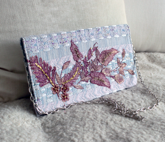 Romantic Lavender Embroidered Clutch