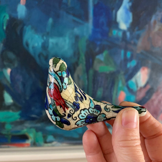 SET OF 4 HAND PAINTED GLAZED CERAMIC BIRDS