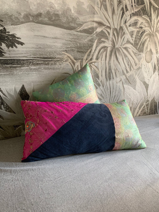 Vintage fabrics throw pillow Jaipur
