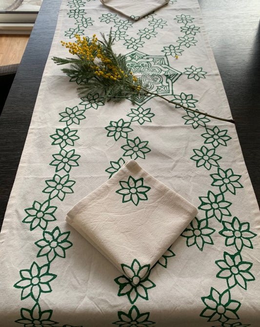 Cotton block print table runner Connections