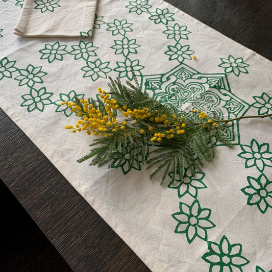 Cotton block print table runner Connections