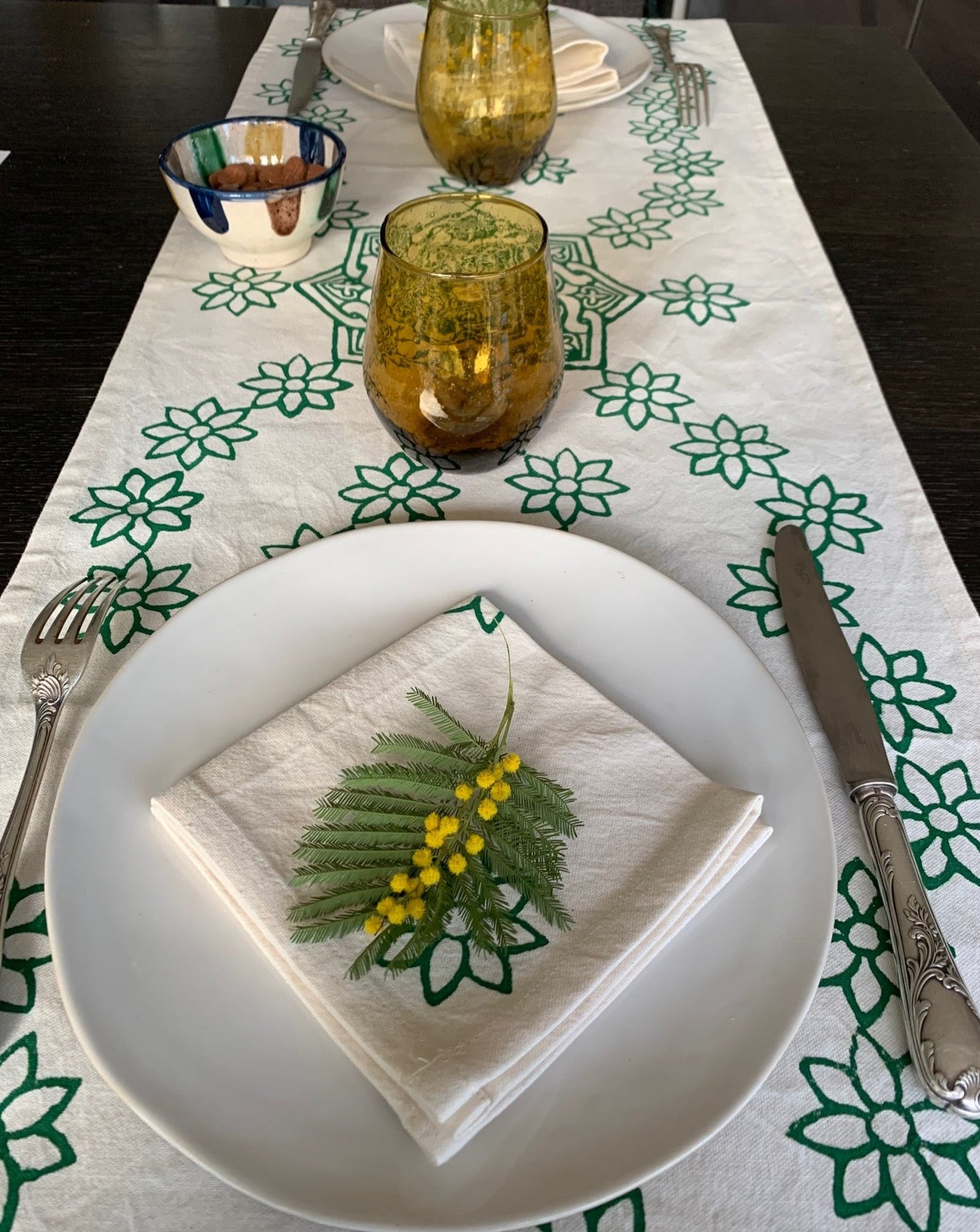 cotton block print table runner Connections