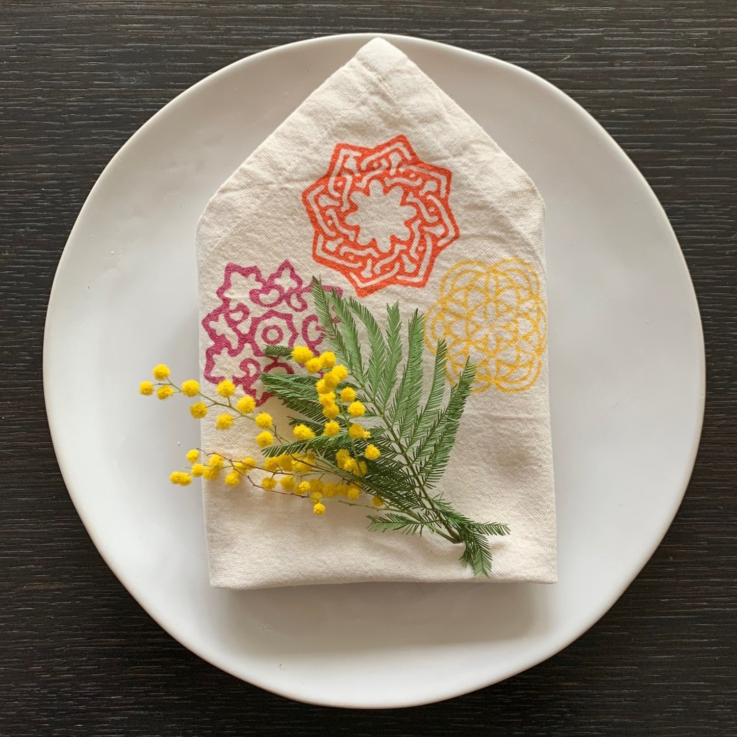 Serviette de table en coton imprimé floral