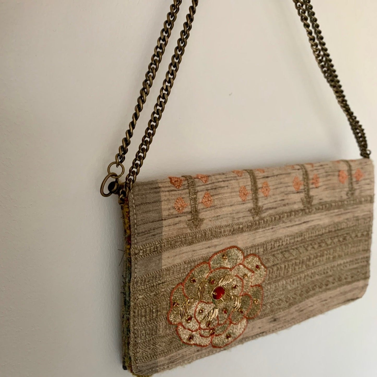 Indian silk clutch with embroideries