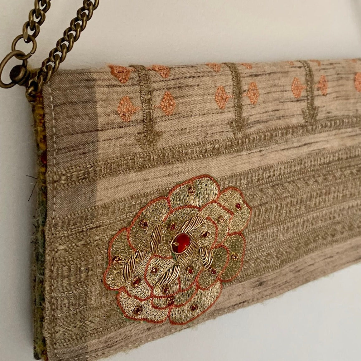 indian silk clutch with embroideries