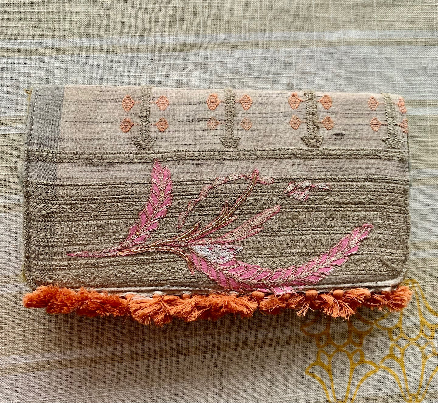 Indian silk clutch with embroideries