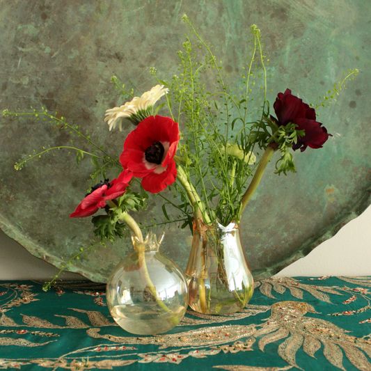 hand blown amber pomegranate glasses from Lebanon