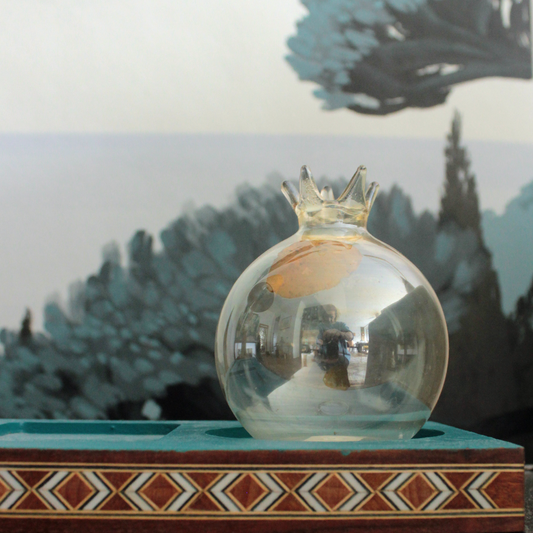 Hand-Blown Amber Pomegranate Glasses from Lebanon