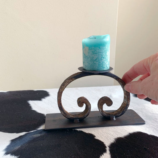 upcycled wrought iron candleholder