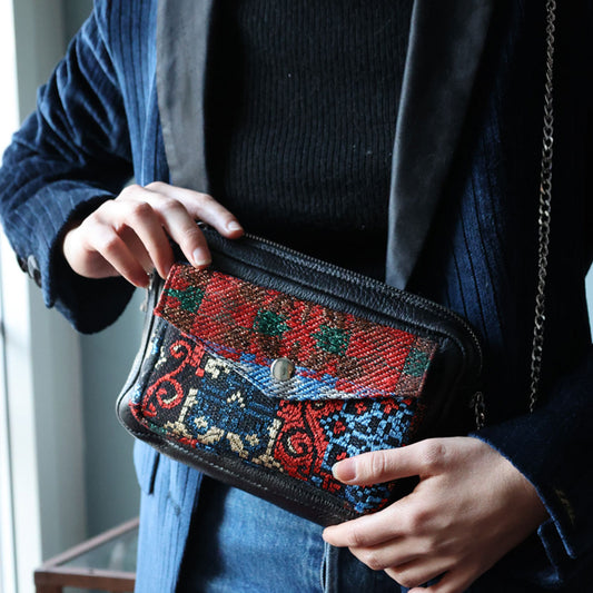 unique red & black handbag