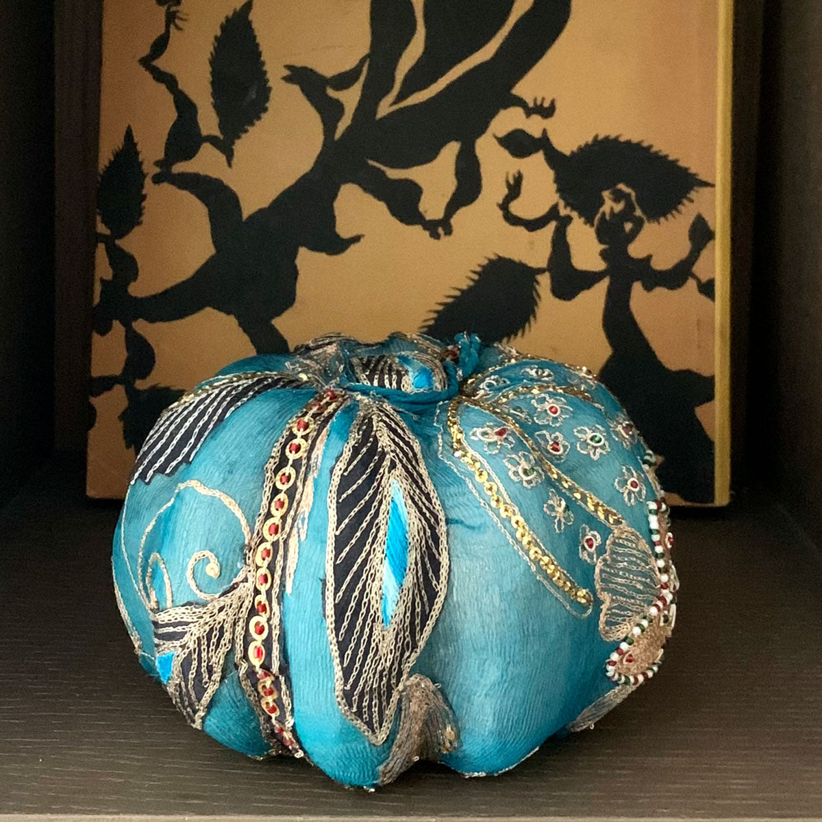 Halloween turquoise blue fabric pumpkin
