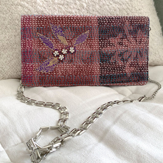vintage fabric clutch bag Quatuor