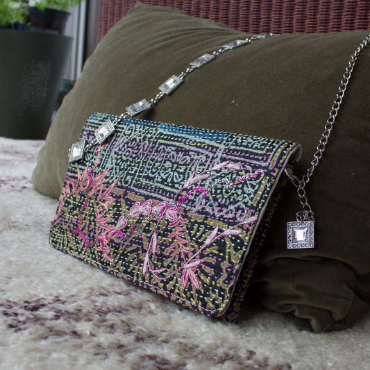vintage kantha clutch tutti frutti