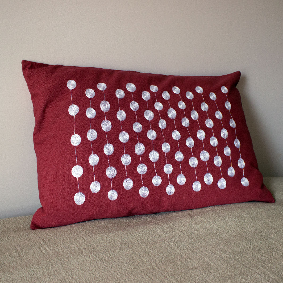 terracotta embroidered lumbar pillow case