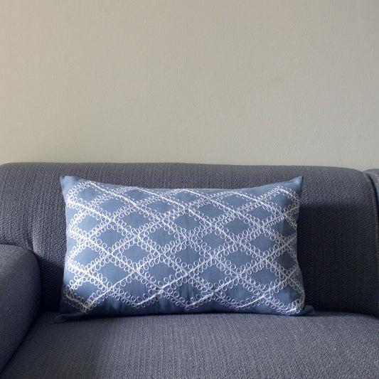 Embroidered linen pillow case from fabric deadstock