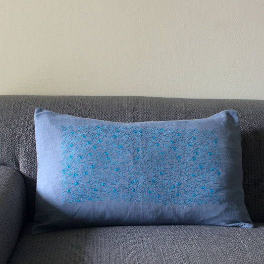 Embroidered Aghabani lumbar linen pillow cover