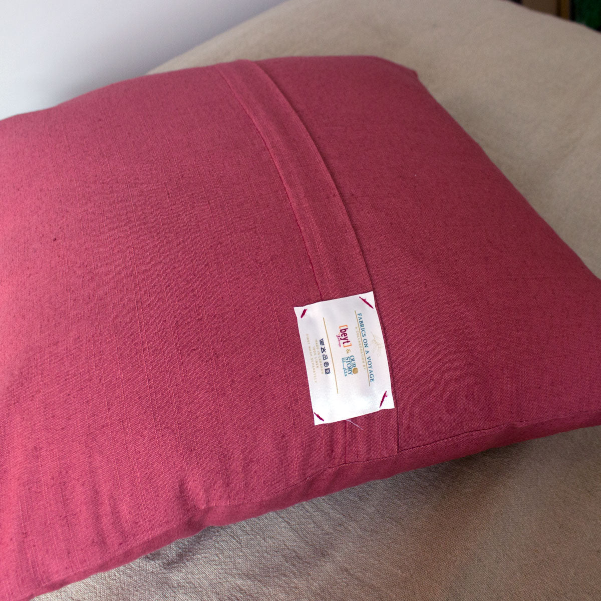 Terracotta embroidered lumbar pillow case
