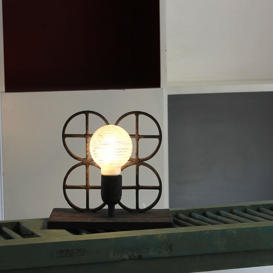 Upcycled cast iron table lamp Dots
