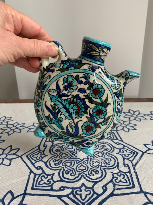 HAND PAINTED GLAZED CERAMIC GOURDE