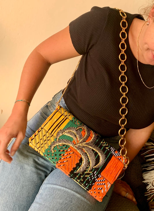 shoulder clutch black fire