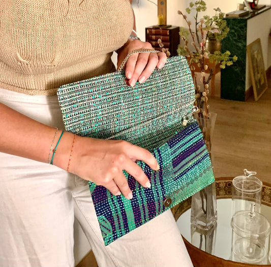 Unique vintage fabrics purse Anemone