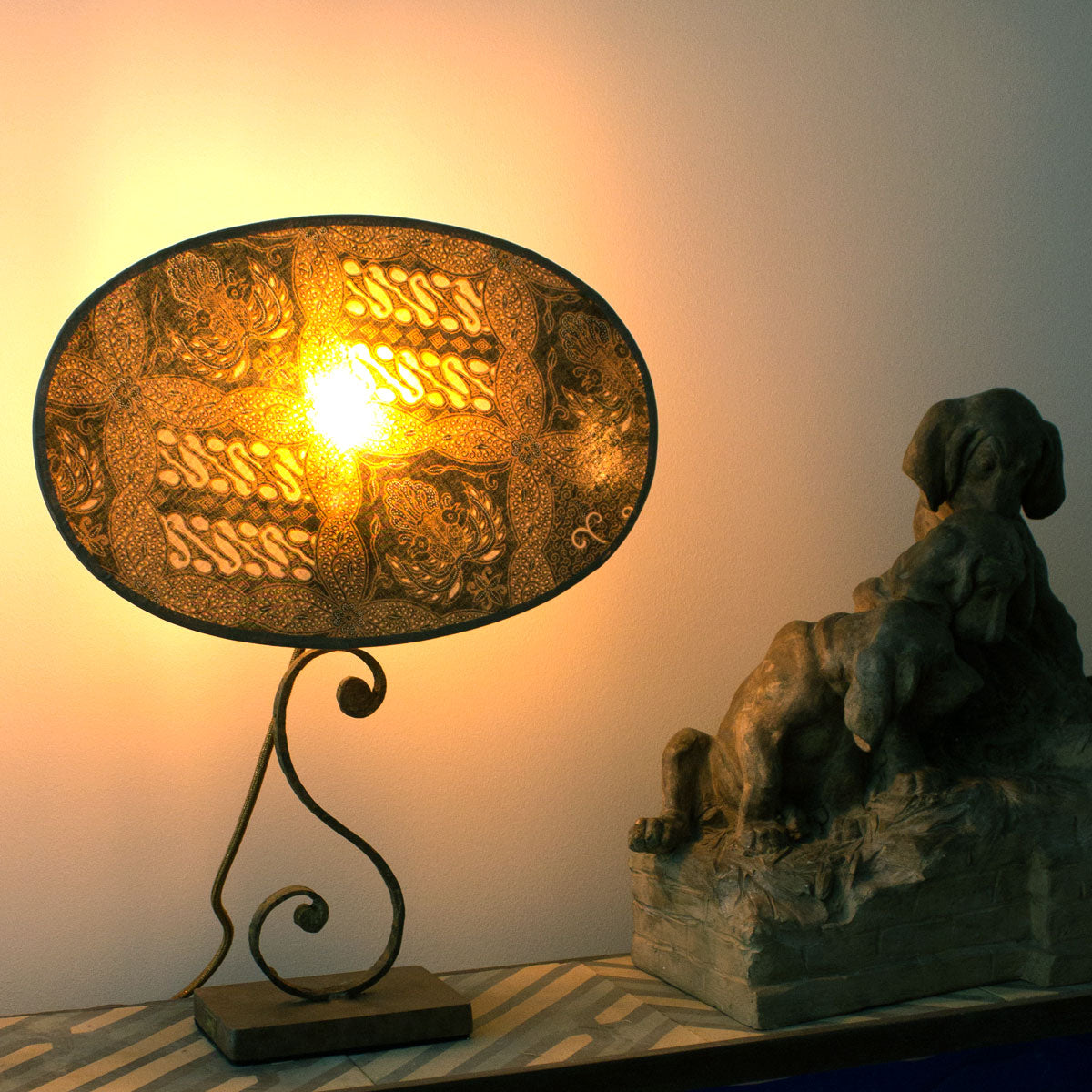 Upcycled wought iron table lamp S
