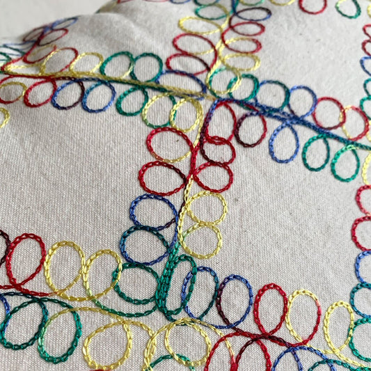 Hand embroidered pillow cover Losange