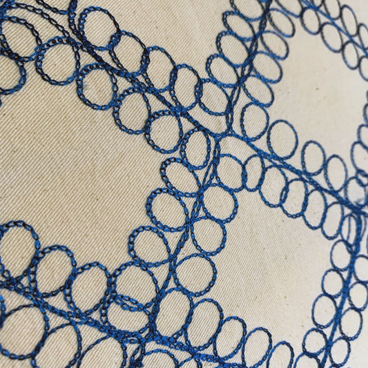 Hand embroidered pillowcase Losange in Blue