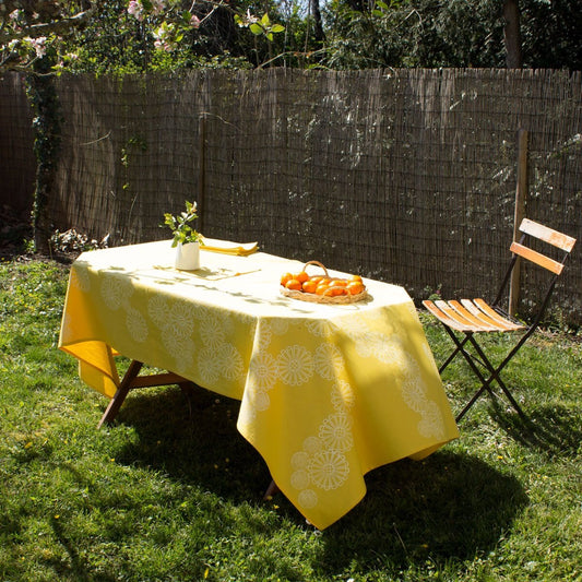 heavy linen eco friendly tablecloth yellow