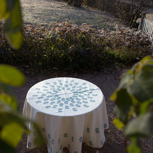 round cotton blok print tablecloth