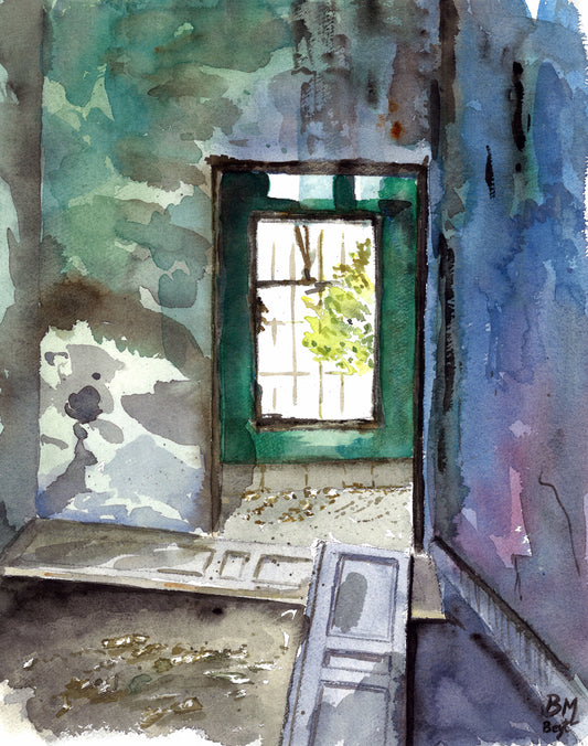 Original watercolor Les Murs Parlent 25X35