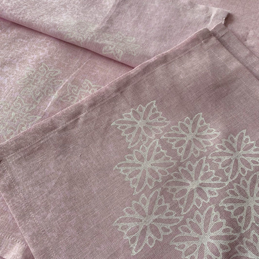 Linen hand stamped cloth napkin Lilac-pink