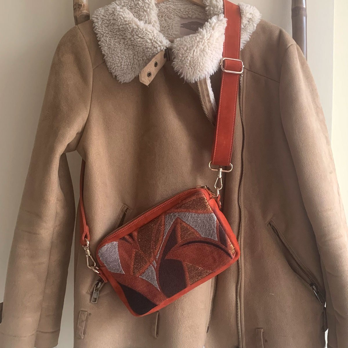 Unique Crossbody Suede Leather Purse Indian Summer