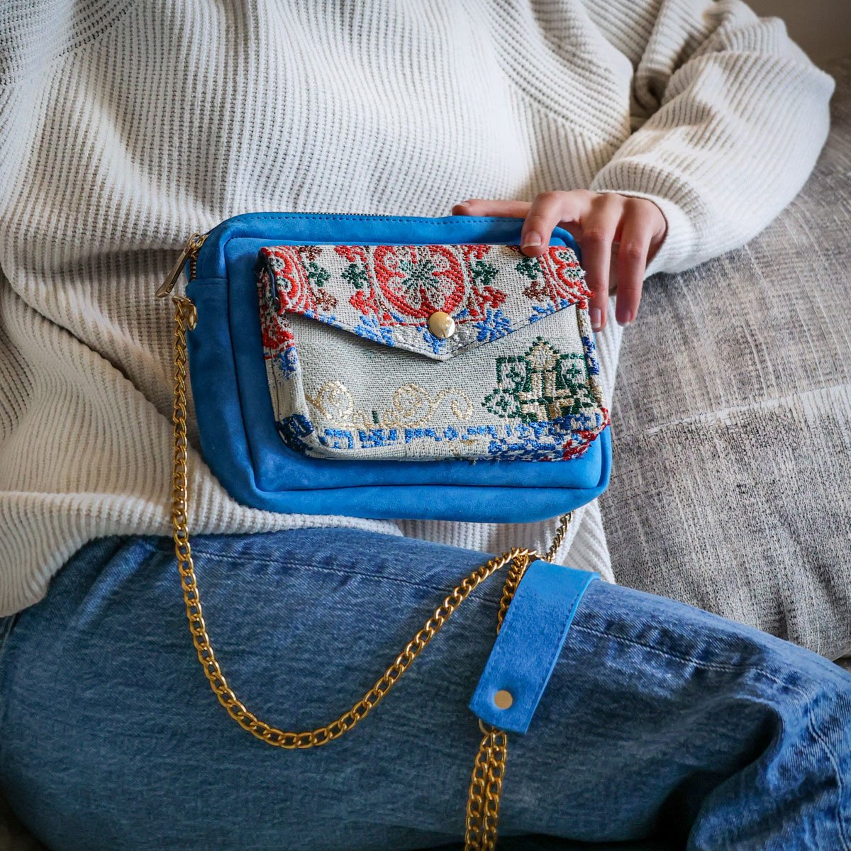 unique artisan suede purse