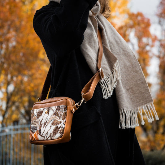 crossbody camel leather bag