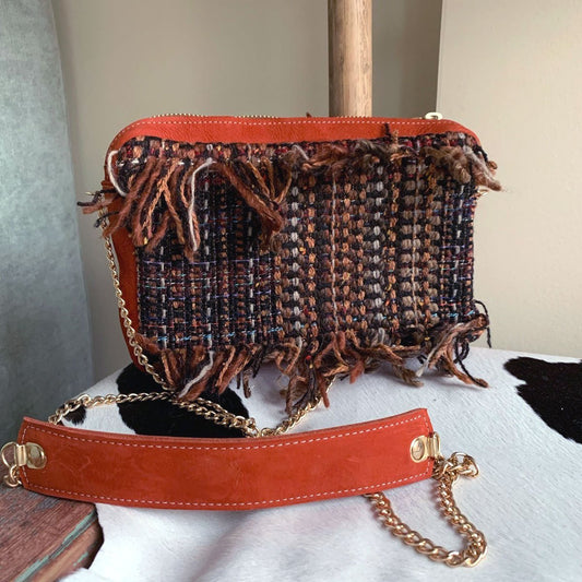 Crossbody Suede Leather Bag, Shaggy