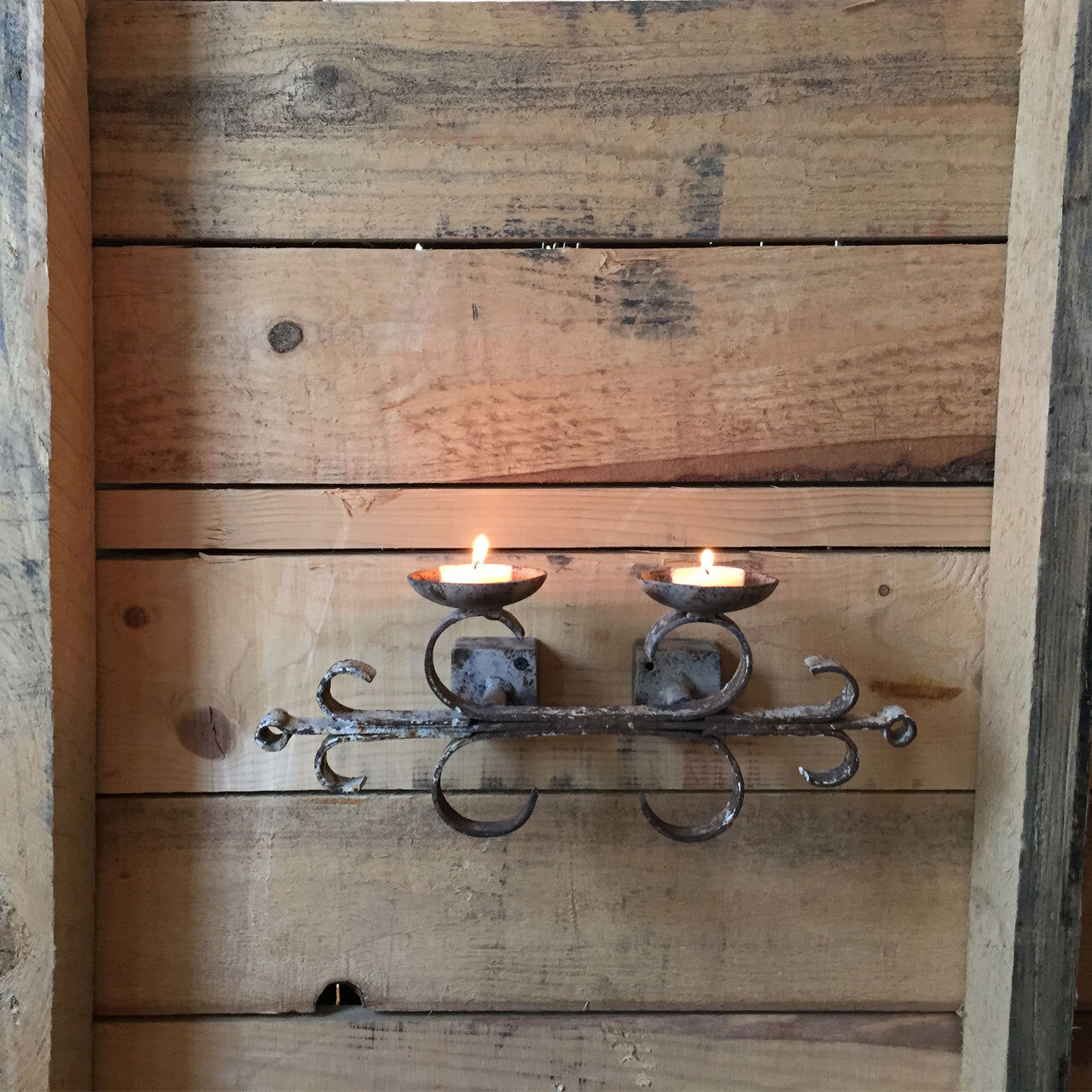 Upcycled wrought iron wall candle holder Mery